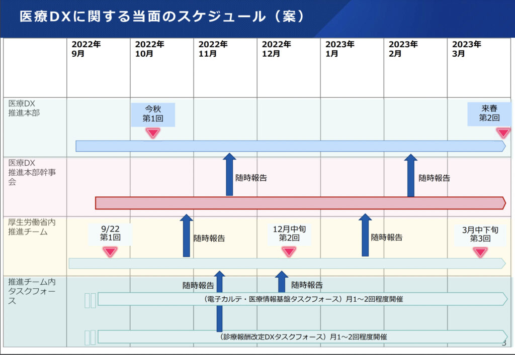 政府の医療DXのスケジュール